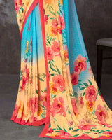 Vishal Prints Blue Digital Print Georgette Saree