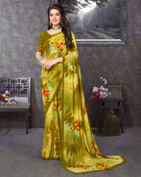 Vishal Prints Olive Yellow Digital Print Georgette Saree