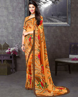 Vishal Prints Ochre Digital Print Georgette Saree