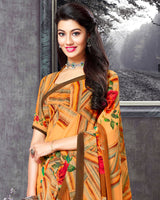 Vishal Prints Ochre Digital Print Georgette Saree