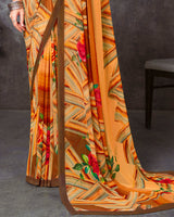 Vishal Prints Ochre Digital Print Georgette Saree