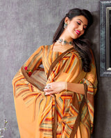 Vishal Prints Ochre Digital Print Georgette Saree