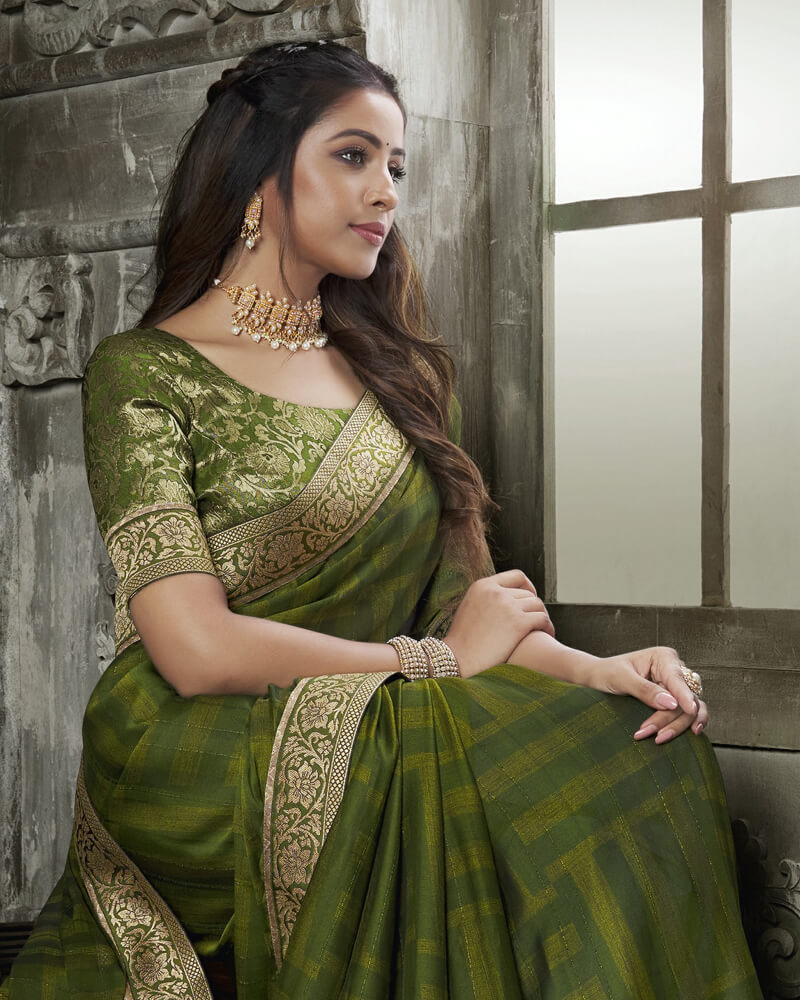 dark olive green saree