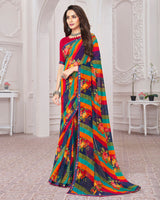 Vishal Prints Multicolour Printed Georgette Saree With Satin Border