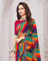 Vishal Prints Multicolour Printed Georgette Saree With Satin Border