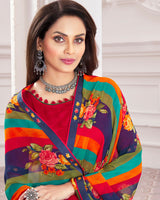 Vishal Prints Multicolour Printed Georgette Saree With Satin Border