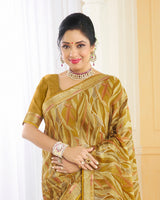 Vishal Prints Dark Beige Printed Chiffon Saree With Border