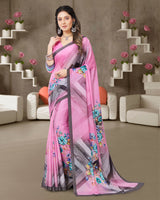 Vishal Prints Pink Digital Print Crepe Saree