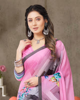 Vishal Prints Pink Digital Print Crepe Saree
