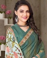 Vishal Prints Teal Green Digital Print Crepe Saree