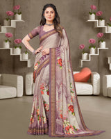 Vishal Prints Light Mauve Digital Print Crepe Saree