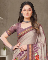 Vishal Prints Light Mauve Digital Print Crepe Saree