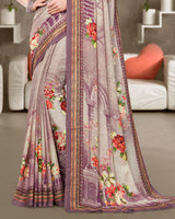 Vishal Prints Light Mauve Digital Print Crepe Saree