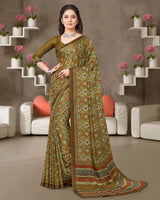 Vishal Prints Lime Green Digital Print Crepe Saree