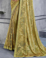 Vishal Prints Sand Brasso Saree With Foil Print And Zari Border