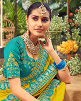 Vishal Prints Yellow Art Silk Saree With Embroidery Work And Tassel