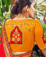 Vishal Prints Red Art Silk Saree With Embroidery Work And Tassel
