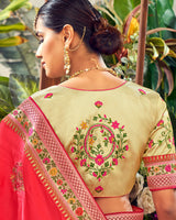 Vishal Prints Red Art Silk Saree With Embroidery Work And Tassel