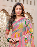 Vishal Prints Multicolour Printed Georgette Saree With Border