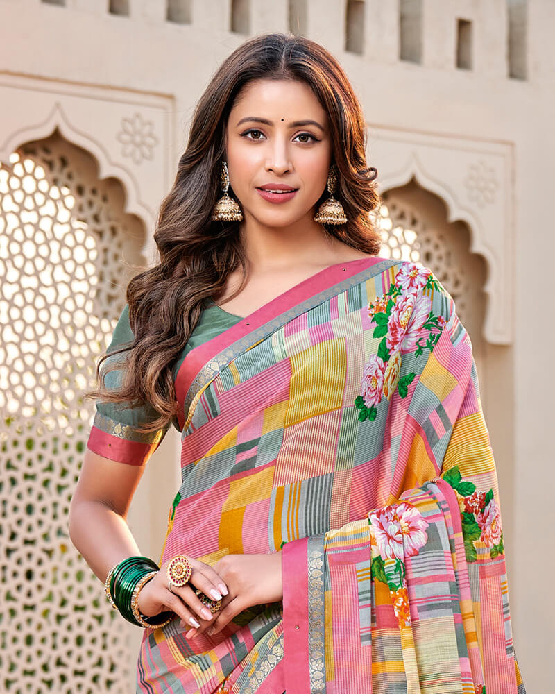 Vishal Prints Multicolour Printed Georgette Saree With Border