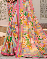 Vishal Prints Multicolour Printed Georgette Saree With Border