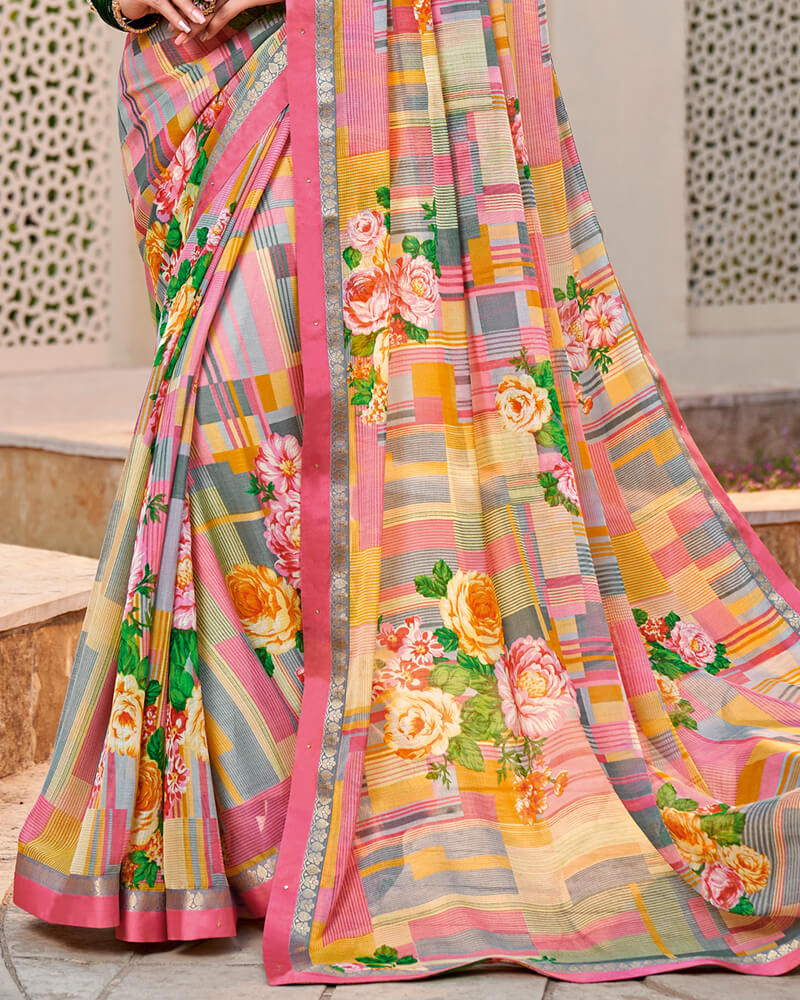 Vishal Prints Multicolour Printed Georgette Saree With Border