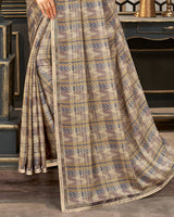 Vishal Prints Pastel Brown Printed Crepe Saree With Border