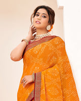 Vishal Prints Orche Crushed Brasso Saree With Foil Print And Zari Border