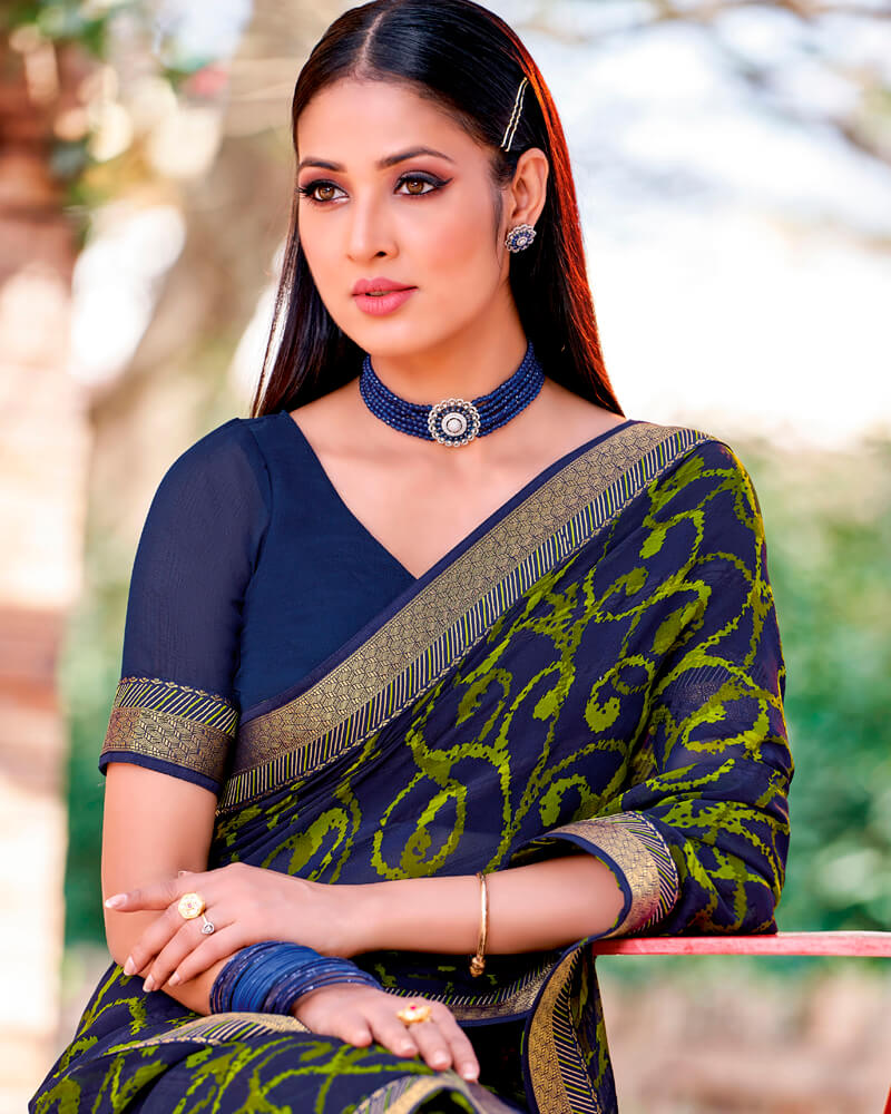Jewellery on navy blue saree deals