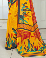Vishal Prints Yellow And Red Printed Georgette Saree