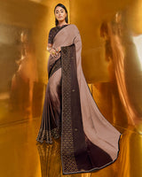 Vishal Prints Light Mauve Satin Saree With Stone Work
