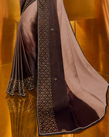 Vishal Prints Light Mauve Satin Saree With Stone Work