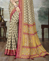 Vishal Prints Beige Brasso Saree With Foil Print