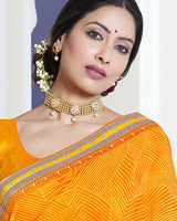 Vishal Prints Saffron Colour Bandhani Print Georgette Saree