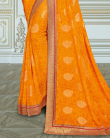 Vishal Prints Yellow Georgette Saree With Foil Print And Jari Border