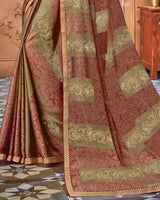 Vishal Prints Rani Chiffon Saree With Foil Print And Jari Border