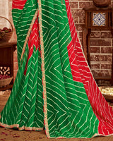 Vishal Prints Cherry Red Printed Georgette Saree With Fancy Border