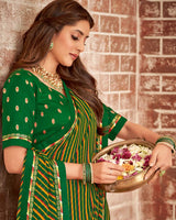 Vishal Prints Dark Green Printed Georgette Saree With Fancy Border