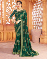 Vishal Prints Dark Green Art Silk Saree With Foil Print And Zari Border