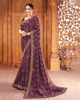 Vishal Prints Purple Art Silk Saree With Foil Print And Zari Border