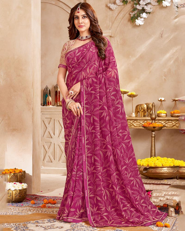 Vishal Prints Mulberry Printed Georgette Saree With Fancy Border