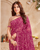 Vishal Prints Mulberry Printed Georgette Saree With Fancy Border