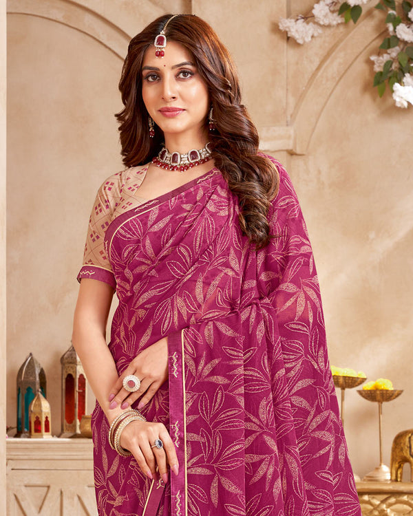Vishal Prints Mulberry Printed Georgette Saree With Fancy Border