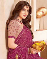 Vishal Prints Mulberry Printed Georgette Saree With Fancy Border
