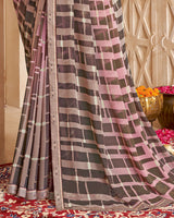 Vishal Prints Pale Taupe Printed Georgette Saree With Fancy Border