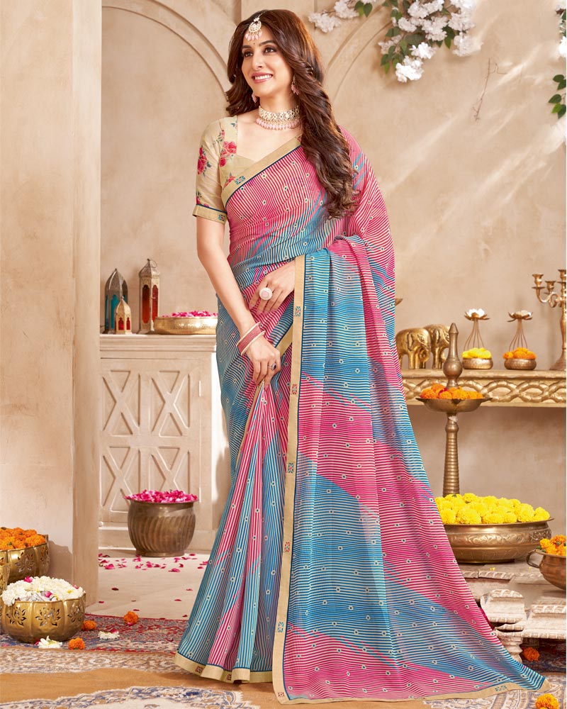 Vishal Prints Multicolored Printed Georgette Saree With Fancy Border