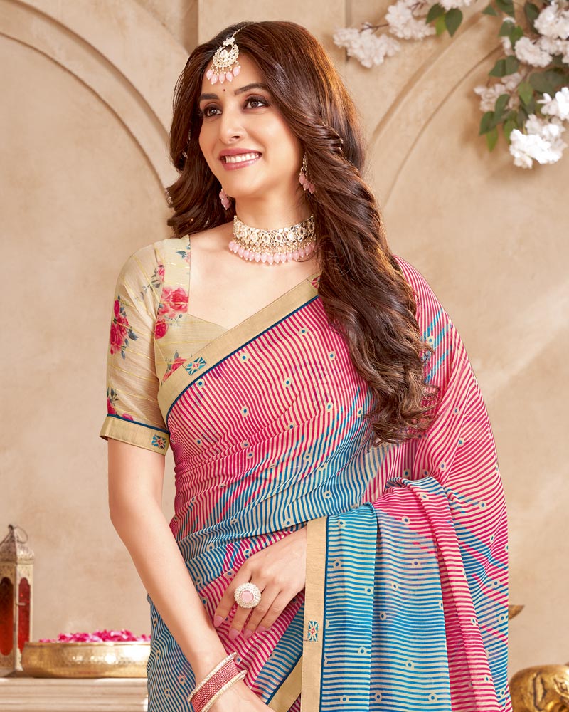 Vishal Prints Multicolored Printed Georgette Saree With Fancy Border