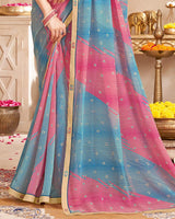 Vishal Prints Multicolored Printed Georgette Saree With Fancy Border