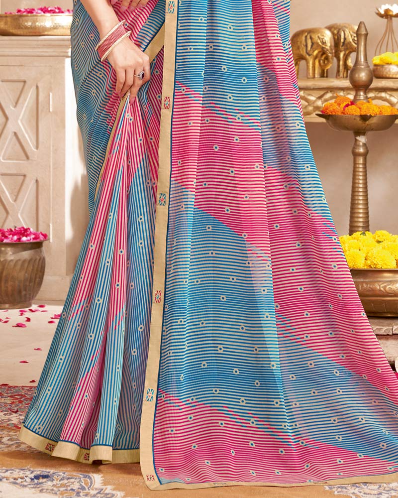 Vishal Prints Multicolored Printed Georgette Saree With Fancy Border