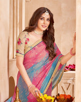 Vishal Prints Multicolored Printed Georgette Saree With Fancy Border